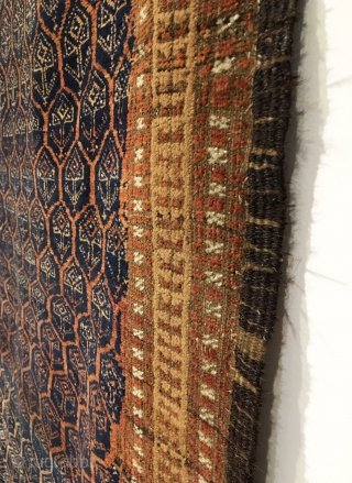 Baluch Rug.  Late 19th Century.  Very good condition.  All over hexagonal lattice, enclosing tree design.  Blue ground abrashed field.  Original 4-cord goat hair selvage.  8 colors.  ...