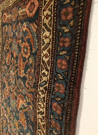 Small Bidjar Rug.  Late 19th Century.  Wool on wool.   No repairs.  Original ends.  Very good condition.  12 colors.  43 x 27in.  Delicately hand  ...
