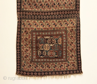 A pair of early Shahsavan Khorjin faces sewn together. Woven in the Bijar area by the Khamseh. 1st Quarter 19th Century. 9 saturated colors that include green and purple. 3’8” x 1’10”.  ...