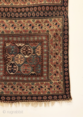 A pair of early Shahsavan Khorjin faces sewn together. Woven in the Bijar area by the Khamseh. 1st Quarter 19th Century. 9 saturated colors that include green and purple. 3’8” x 1’10”.  ...