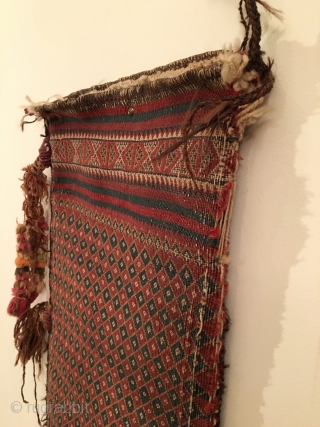 Rare Afghan Baluchistan Money Bag.  Circa Antique.  Flat woven.  Condition: Excellent.  5 colors.  37 x 14in.  Delicately hand washed.        