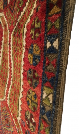 Antique Anatolian Yastik. Last Quarter 19th Century. Excellent condition, all original with one small hole in top left. Saturated colors, glossy wool. 9 colors. 1’11 x 2’5. Delicately hand washed.   