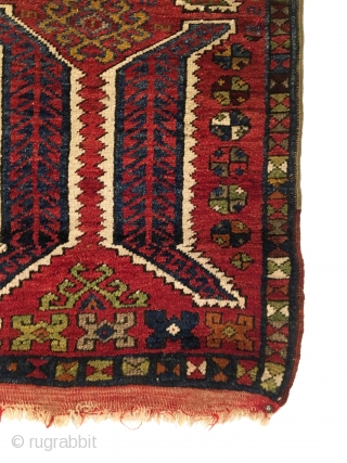 Antique Anatolian Yastik. Last Quarter 19th Century. Excellent condition, all original with one small hole in top left. Saturated colors, glossy wool. 9 colors. 1’11 x 2’5. Delicately hand washed.   