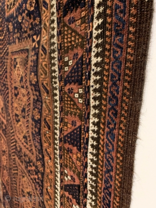 Antique Timuri Rug. Last quarter 19th Century. Fine and rare Timuri small rug with tree totem that dominates field. Buttery soft wool. A miniature main carpet? -- classic main border. Original condition  ...
