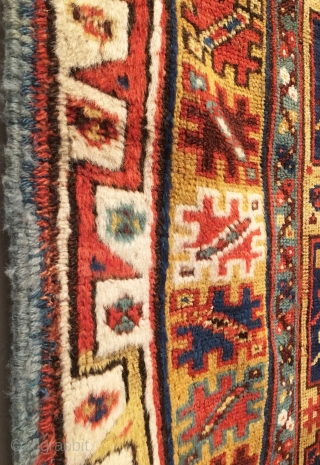 Antique Anatolian Megri (Makri). Mid 19th century. Turkish village double niche prayer rug. Saturated colors on silky wool. Original turquoise selvage. Slight loss to star motif ends. 4’2 x 5’5. 10 colors.  ...