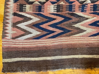 10'5" x 5'10" Antique Maimana Northern Afghan Kilim [005]

Circa 1920, this piece is perfect for a bedroom, an office, or on a wall as a decorative piece. Chevron border bracketed with serrated  ...