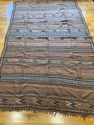 5'10" x 9'9" Antique Afghan Baluch Kilim Runner [014]

Beautiful Baluch kilim. Chevron motifs with a weft float make. Excellent condition, 5 wood colors, made with vegetable dyes, and given a museum-quality hand  ...