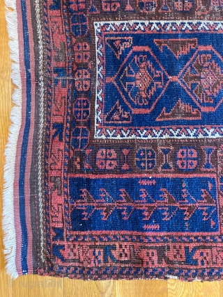 4'5" x 2'10" Timuri Prayer Rug [037]

An antique Timuri prayer rug. This rug features a blue ground with a honeycomb lattice enclosing bird tree motifs. Original kilim ends. With five stunning colors,  ...