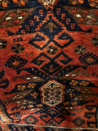 Timuri Taimanak Khorasan, Torbat-e Djam, Northeast Persia. No later than 1870. In Saiwoch Azadi's Belutch—tradition book, page 164, plate 39. We find close comparable medallions with interesting variations. Our example shows four  ...