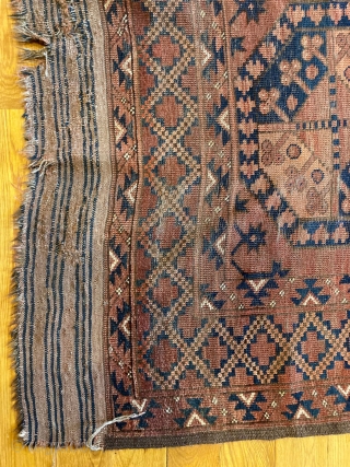 10’3” x 8’4” Ersari Main Rug [114]

An antique Ersari main carpet. With original kilim ends, the pattern displays Ashik gol on a minor border, with a 3X6 gol field with orange and  ...