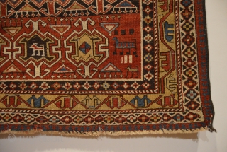 Rare Animal/Amulet Shirvan Rug - East Caucasus.  Circa 1880.

Unusual panels of hooked bird heads.  

Minor loss to sides and ends.  Old repaired slits.  Reselvaged.  Supple handle and  ...