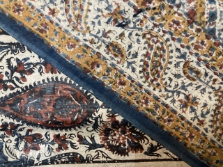 ( two ) 19th century tree of life, these both kalamkari’s are in magnificent condition & bright colours, still Shiney” 
The first highlight blue size 45 inches wide by 66 inches long)  ...