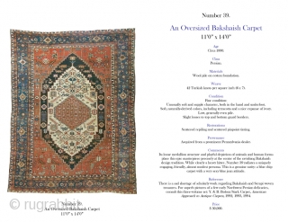 Persian Bakshaish Carpet. Oversized: 11'0 x 14'0. Circa 1875. For a full description of this rug, see Image #2.              