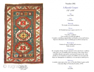 Kazak Carpet, 5'2 x 8'0. For a full description of this carpet, see Image #2. (Inventory Number 202.)               