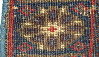 Jaf Kurd Chuval Face, 3'2" x 2'1". Fresh find. This virtuoso weaving is distinguished by the use of ivory solely to frame the field with a diamond-studded crown. Successive rows of knots  ...
