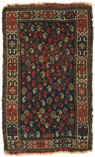 Belouch Rug, 1'6 x 2'7. Fresh find. Distinguished by the hint of a mihrab, shown in main image above. (See Ralph Kaffel, Caucasian Prayer Rugs, Plate 36, for a discussion of a  ...