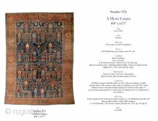 Persian Heriz Carpet, 8'8 x 11'7. For a full description of this rug, see Image #2. (Inventory Number 372.)              