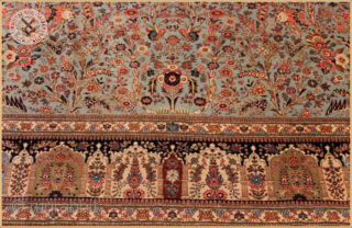 RG1056a
Antique Tabriz carpet circa 1940. signed by thewaever wool on cotton foundation
Very good condition
Size : 3.55m x 2.82m  11`8" x 9`3"           