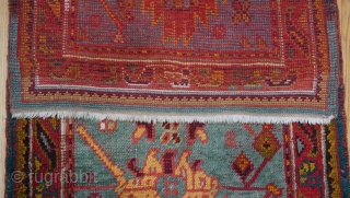 Antique Turkish Oushak Turquoise Runner Wool Rug, it is (3' x 11'5"ft.) amazing colors, professionally hand washed recently, wonderful antique condition. 
           