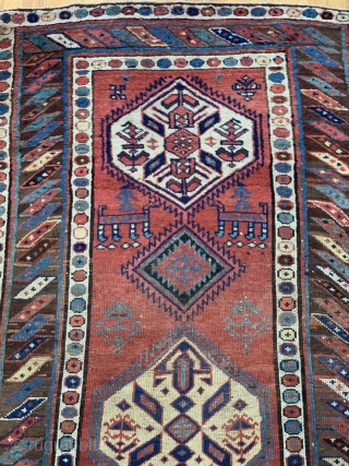 Antique Caucasian Karabagh rug runner, circa 1880s, 3.7 x 10 ft. great condition, professionally hand washed.                 