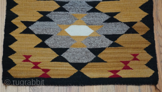 Gorgeous Antique Navajo hand woven wool rug, it measures 2'5" x 4'6" ft. great condition, colors are gold, gray, black, red, white, professionally hand washed recently.