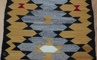 Gorgeous Antique Navajo hand woven wool rug, it measures 2'5" x 4'6" ft. great condition, colors are gold, gray, black, red, white, professionally hand washed recently.