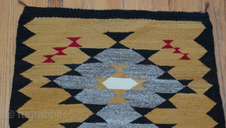Gorgeous Antique Navajo hand woven wool rug, it measures 2'5" x 4'6" ft. great condition, colors are gold, gray, black, red, white, professionally hand washed recently.