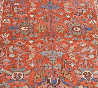 Antique Persian Heriz rug, circa 1900's , 6' x 9"ft. wonderful original condition, professionally hand washed and cleaned ready for floor.            