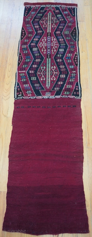 Antique Turkish Kilim Bag ca. 1900s, size: 22" x 77" long (56 x 196 cm.)                  