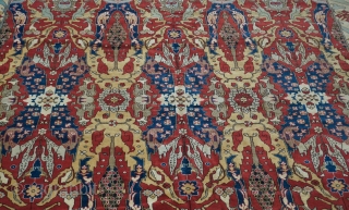 Antique Dragon Romanian large rug, size is (8'8" x 12'5" ft) or(264 x 378 cm.) wonderful original condition, gorgeous colors, very minor area with lower pile, no wears, hand washed professionally just  ...