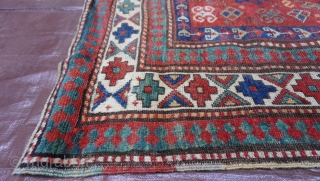 Antique Caucasian Kazak Rug ca. 18840-1880s, size is (4'1" x 5'11" ft)(124 x 180 cm.)                  