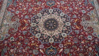 Antique Persian Isfahan oriental rug, size is 9'8" x 13'ft. (264 x 396 cm.), full pile, silk foundation and kurk wool, 441 kpsi, professionally hand washed and cleaned just recently, exquisite design  ...