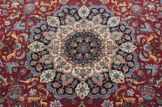 Antique Persian Isfahan oriental rug, size is 9'8" x 13'ft. (264 x 396 cm.), full pile, silk foundation and kurk wool, 441 kpsi, professionally hand washed and cleaned just recently, exquisite design  ...