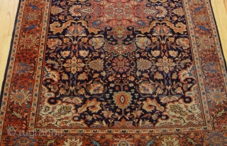 Persian Farahan Sarouk Rug circa 1880 the size 4'5" x 6'8" original good condition, has low pile throughout the rug , blue background, hand washed and cleaned professionally ready for your home  ...