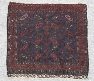 Antique Baluch Saddle bag face, ca.1870s, size is (1'9" x 1'8" ft) (53 x 52 cm.) tightly woven.               