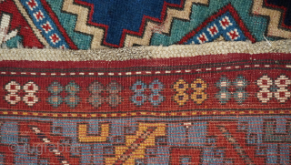 Antique Kazak Caucasian rug ca. 1880s, size is 5'3" x 7'11" ft. thetriballooms@yahoo.com  
                  