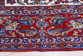 Antique Isfahan kurk wool pile and silk foundation, 4'10" x 7'5" , very good original condition , no repairs, no wears, circa 1900 or older.        
