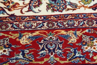 Antique Isfahan kurk wool pile and silk foundation, 4'10" x 7'5" , very good original condition , no repairs, no wears, circa 1900 or older.        