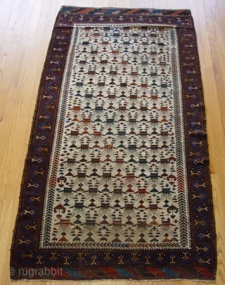 Antique Baluch rug ,circa 1870s, (3'6" x 6'10" ft.) or (106 x 209 cm.)                   