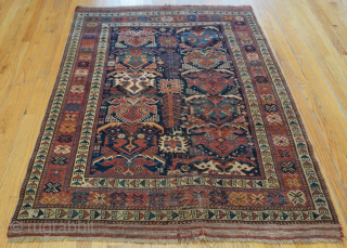 Antique Persian Afshar rug, 19th century, size is 4'2" x 5'7" ft. Please contact: thetriballooms@yahoo.com                  
