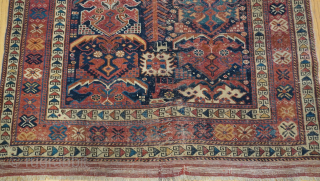 Antique Persian Afshar rug, 19th century, size is 4'2" x 5'7" ft. Please contact: thetriballooms@yahoo.com                  