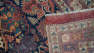 Antique Persian Afshar rug, 19th century, size is 4'2" x 5'7" ft. Please contact: thetriballooms@yahoo.com                  