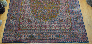 Antique Ravar Kerman with mustard gold field large rug, ca.1880s, the size is (10' x 18' ft.) contact: thetriballooms@yahoo.com              
