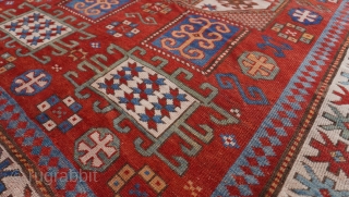 Antique Caucasian Karachov Kazak Rug, mid 19th century, size is 5'6" x 7'8"                    