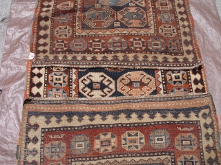 Antique Kurdish 3'1" X 8'5", 100% wool pile& foundation, wonderful condition,circa 1880's                     