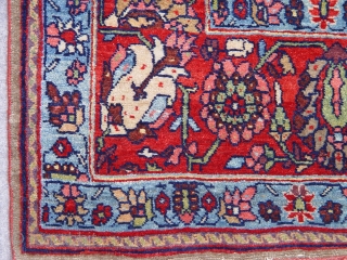 Antique Persian Bijar , the size is 4'9" x 7' , circa 1900 , made of 100% wool & Silk pile & wool foundation, has 7 different colors of silk, excellent original  ...