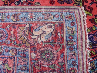 Antique Persian Bijar , the size is 4'9" x 7' , circa 1900 , made of 100% wool & Silk pile & wool foundation, has 7 different colors of silk, excellent original  ...