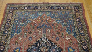 Antique Bijar Persian Oriental Rug, ca, 1840s, size (4'9" x 7'3" ft), gorgeous piece, both ends are intact, no repairs, no stains, no holes, professionally hand washed and cleaned.    