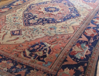 Antique ca. 1860's Persian Farahan Sarouk, size is 8'3" x 11'4"ft. excellent original condition , no repair, hand washed and cleaned professionally, minor areas of lower pile.      