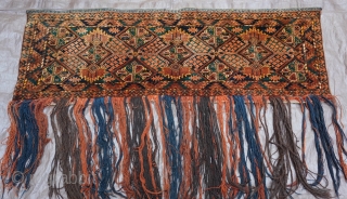 Antique Turkmen Esari 3 Gul Torba ,size is 1'7" x 4'6" ft. - 48 x 137cm. excellent original condition, all vegetable dyes, complete with original tassels, no wears, no holes, no repairs,  ...